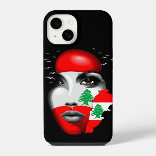 Coque Pour iPhone 14 Drapeau du Liban et carte sur le visage d'une fill