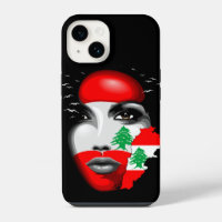 Drapeau et carte du Liban sur le visage de la fill