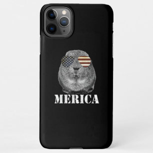Coque iPhone 11Pro Max Drôle Guinée Cochon Merica Patriotique Usa Lunette