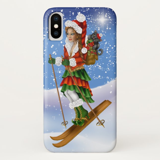 Coque iphone du skieur de neige de Noël (Dos)