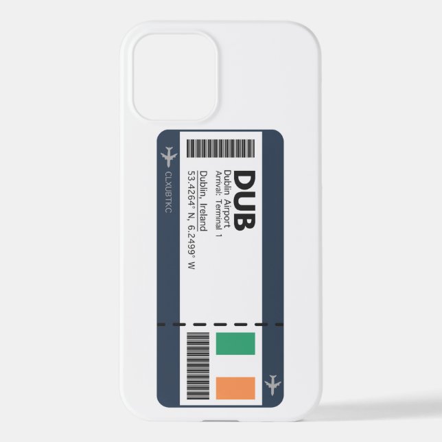 Coque iPhone DUB Dublin Boarding Pass - billet Irlande (Verso)