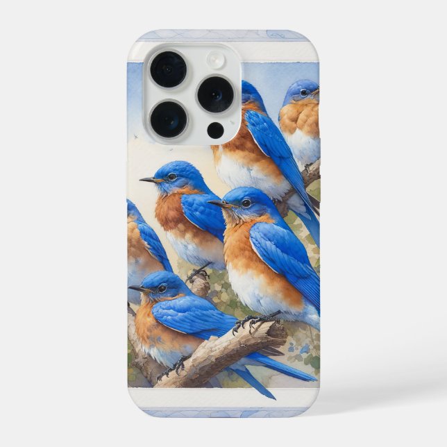Coque iPhone Eastern Bluebirds Perched REF26 - Watercolor (Verso)