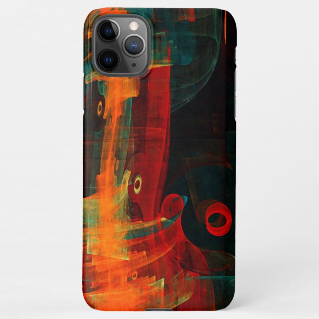 Coque iPhone Eau Orange Rouge Bleu moderne Art Abstrait Motif (Dos)