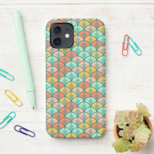 Coque iPhone 12 Echelle de poisson géométrique moderne et colorée