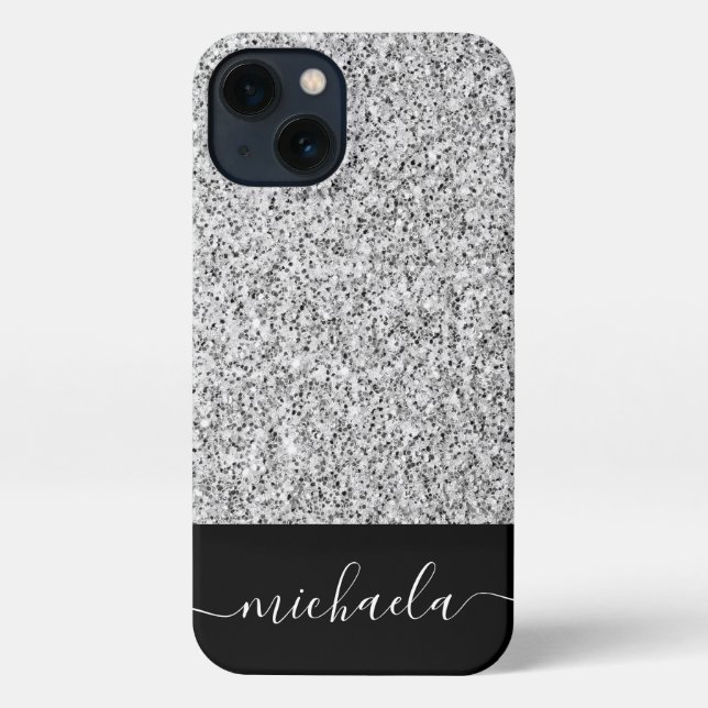 Coque iPhone Éclaircissements de parties scintillant gris argen (Verso)