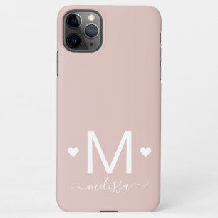 Coque iPhone 11Pro Max Écriture féminine moderne monogramme bleu rose