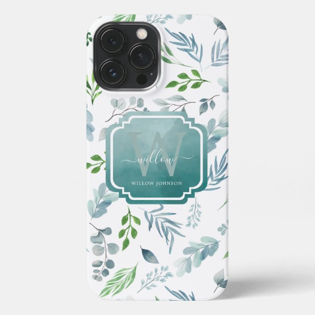 Coque iPhone Élégant aquarelle Feuille (Verso)