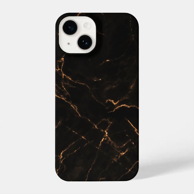 Coque iPhone Elegant Black Stone Marble Pattern (Verso)