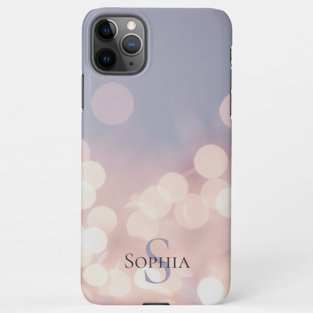 Coque iPhone Elegant Bokeh Parties scintillant violet rose Nom  (Dos)