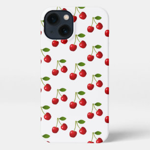 Etui iPhone 13 Elégant Fruits de cerise sur blanc