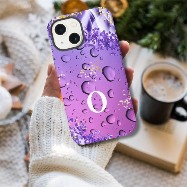 Coque iPhone Elégant Lilac Purple Marbre Imaginaire gouttelette (Créateur téléchargé)