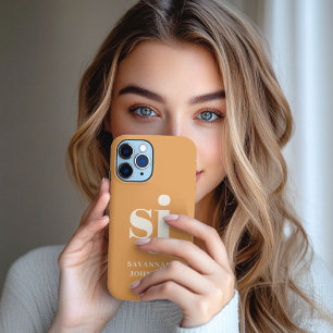 Etui iPhone 13 Pro Max Élégant monogramme de moutarde