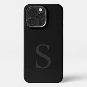 Etui iPhone 13 Pro Élégant monogramme initial noir et gris