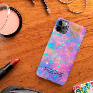 Coque iPhone 11Pro Max Élégant Opale Abstraite Gold Fire Opal Nom personn