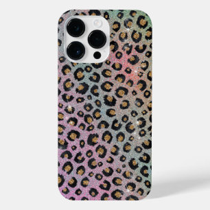Coque Pour Pour iPhone 14 Pro Max Elegant Pink Blue Gold Glitter Black Leopard
