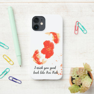 Coque iPhone 12 Mini Elégant poisson Koi et l'art de la Blossom Rouge  