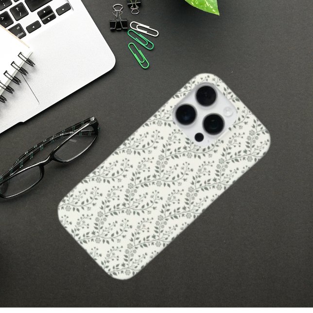 Coque iPhone Elegant Sage Cream Minimalist Boho Floral Pattern (Créateur téléchargé)
