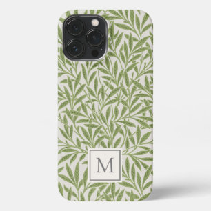 Etui iPhone 13 Pro Max Élégant Vintage vert saule Feuille Monogramme