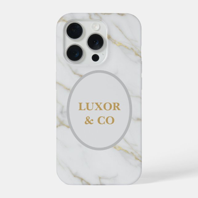 Coque iPhone Elegant White Marble & Gold Veins iPhone 16 Pro  (Verso)