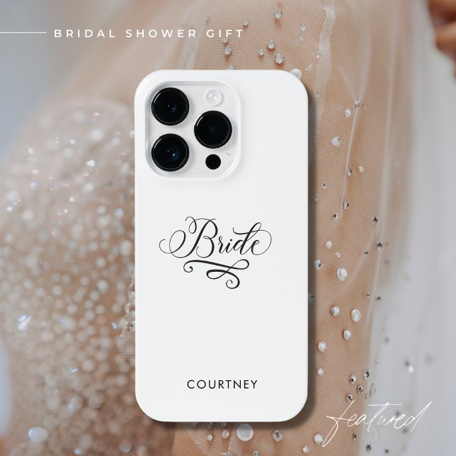 Coque iPhone Élégante calligraphie élégante Mariée noire et bla (Créateur téléchargé)