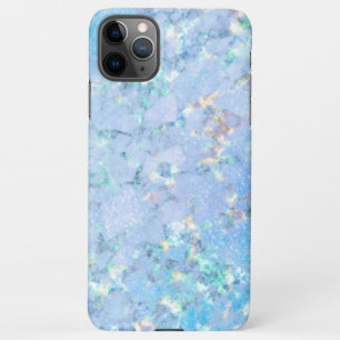 Coque iPhone 11Pro Max Elégante glace holographique en marbre bleu ciel