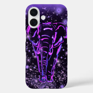 Coque iphone Éléphant Dans La Nuit Rose Violet