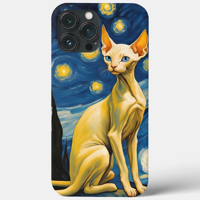 Coque iPhone | Elf Sphynx Peinture Chat Art Van Go (Verso)