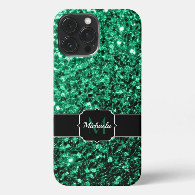 Coque iPhone Emerald Green fausse parties scintillant scintille (Verso)