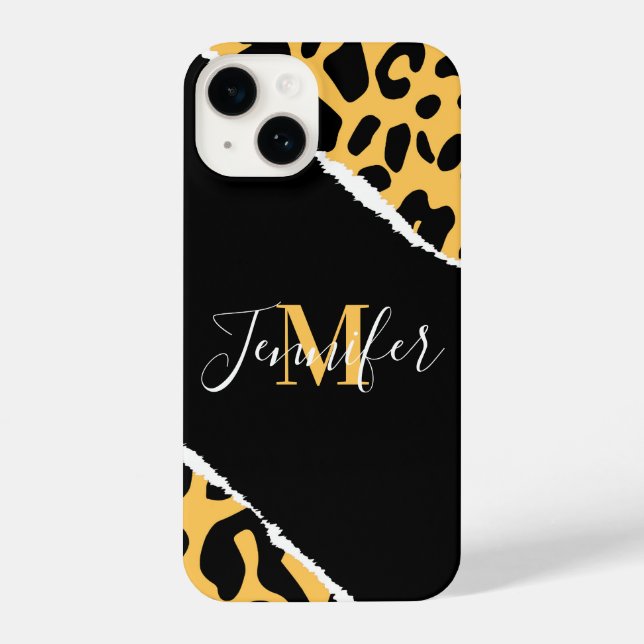 Coque iPhone Empreinte de léopard d'or (Verso)