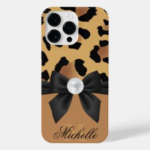 Coque Pour Pour iPhone 14 Pro Max Empreinte de léopard et Bow
