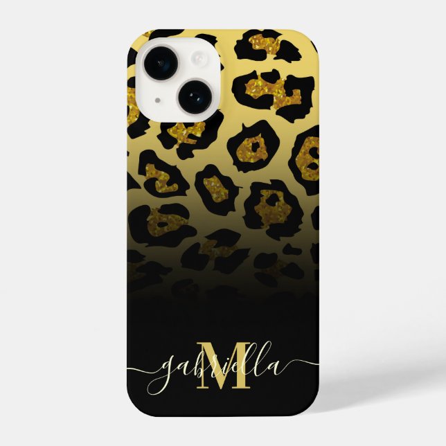 Coque iPhone Empreinte de léopard parties scintillant (Verso)