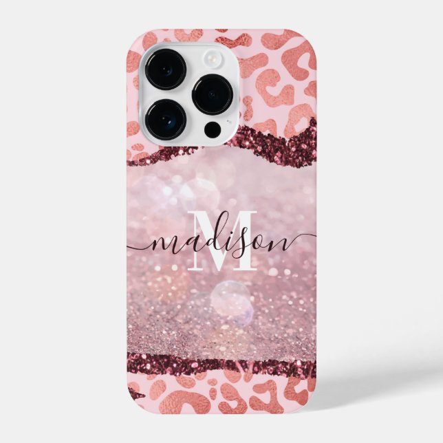 Coque iPhone Empreinte de léopard rose Gold (Verso)