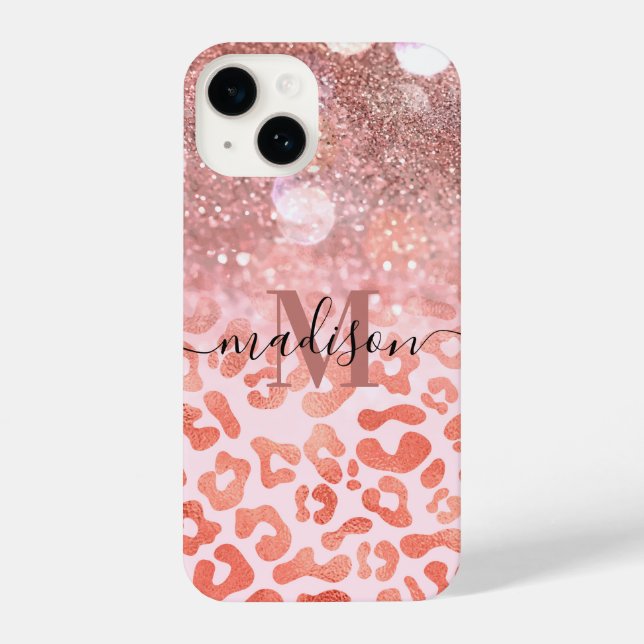 Coque iPhone Empreinte de léopard rose Gold Parties scintillant (Verso)