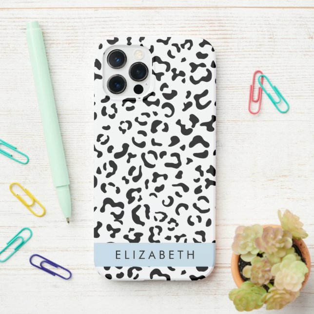 Coque iPhone Empreinte de léopard, Spots, Noir Et Blanc, Votre  (Sur le bureau)