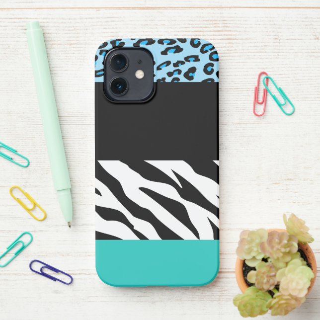 Coque iPhone Empreinte de léopard, Zebra Print, Poster de anima (Sur le bureau)