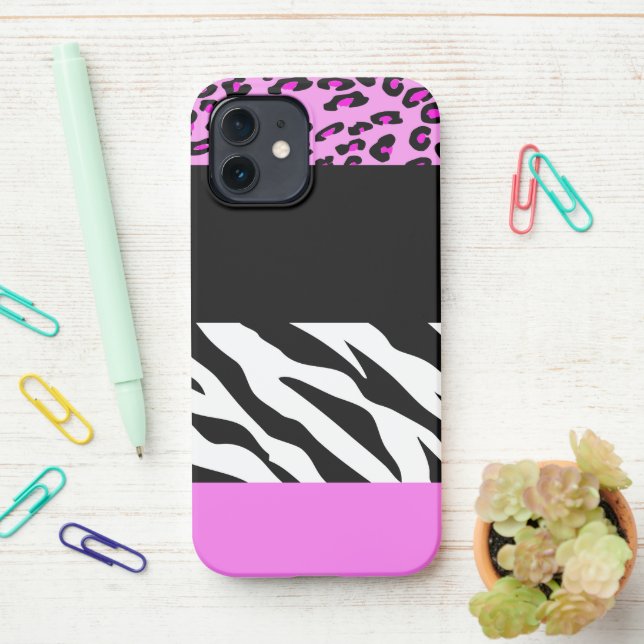 Coque iPhone Empreinte de léopard, Zebra Print, Poster de anima (Sur le bureau)