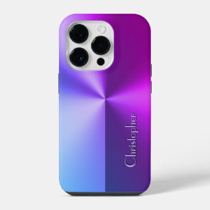 Coque Pour iPhone 14 Plus Empreinte en acier inoxydable bleu et violet de ti