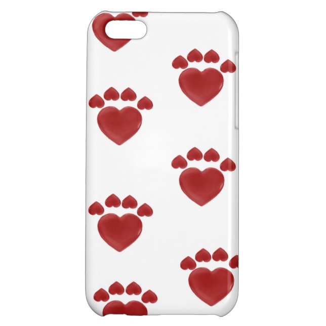 coque iphone - empreintes de pattes de coeur (Dos)