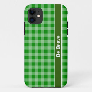 Coque iphone en tissu en vichy vert