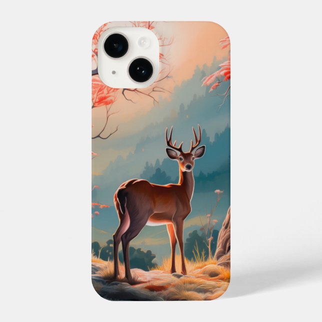 Coque iPhone Enchanter la conception de la forêt de cerfs d'aut (Verso)