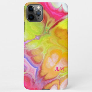 Coque iPhone 11Pro Max Encre Abstraite colorée avec votre monogramme