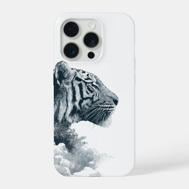 Coque iPhone Engraved Tiger Profile Mystic Forest (Verso)