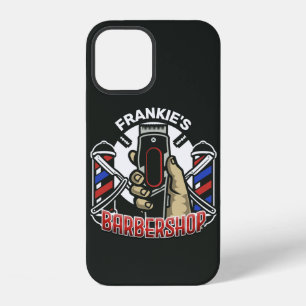 Coque iPhone 12 Enseigne personnalisée de salon de coiffure rétro