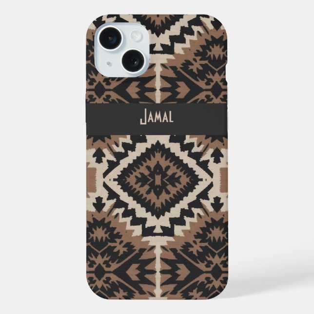 Coque iPhone Ethnic Tribal Mudcloth Black & Tan (Verso)