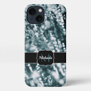 Etui iPhone 13 Étincelles d'argent Frozen Bulles de glace Monogra