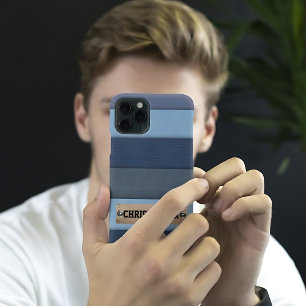 Etui iPhone 13 Étiquette de nom personnalisée moderne en denim