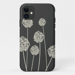 Coque iphone ÉTRANGE de FLEURS de TAN/GRAY