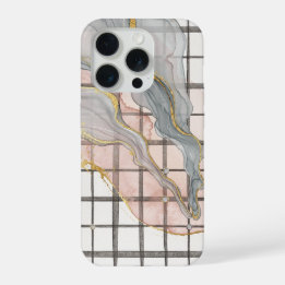 Étui Abstrait Marbre Liquide Grille Or Rose Gris