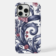 Étui Art Nouveau bleu rose pour iPhone 15 Pro Max