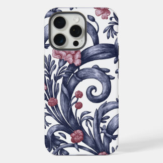 Étui Art Nouveau bleu rose pour iPhone 15 Pro Max